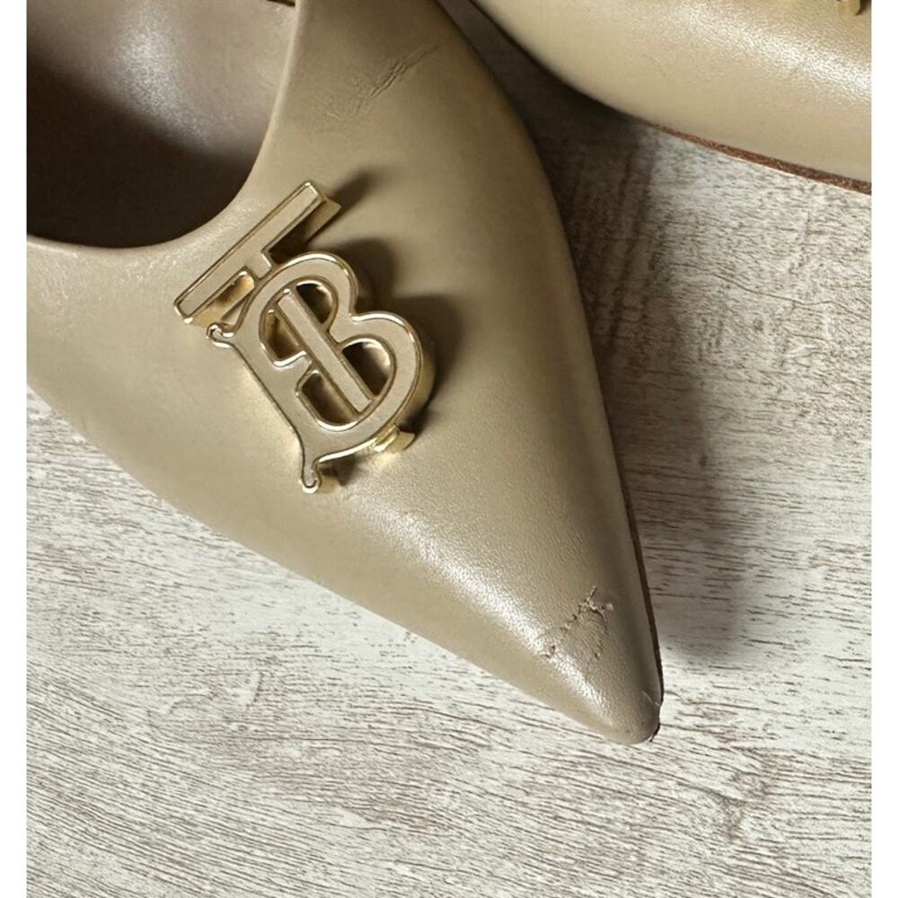 Burberry Ezra TB Leather Pumps in Nude Sz IT36/US6 Womens Shoes - Picture 11 of 16